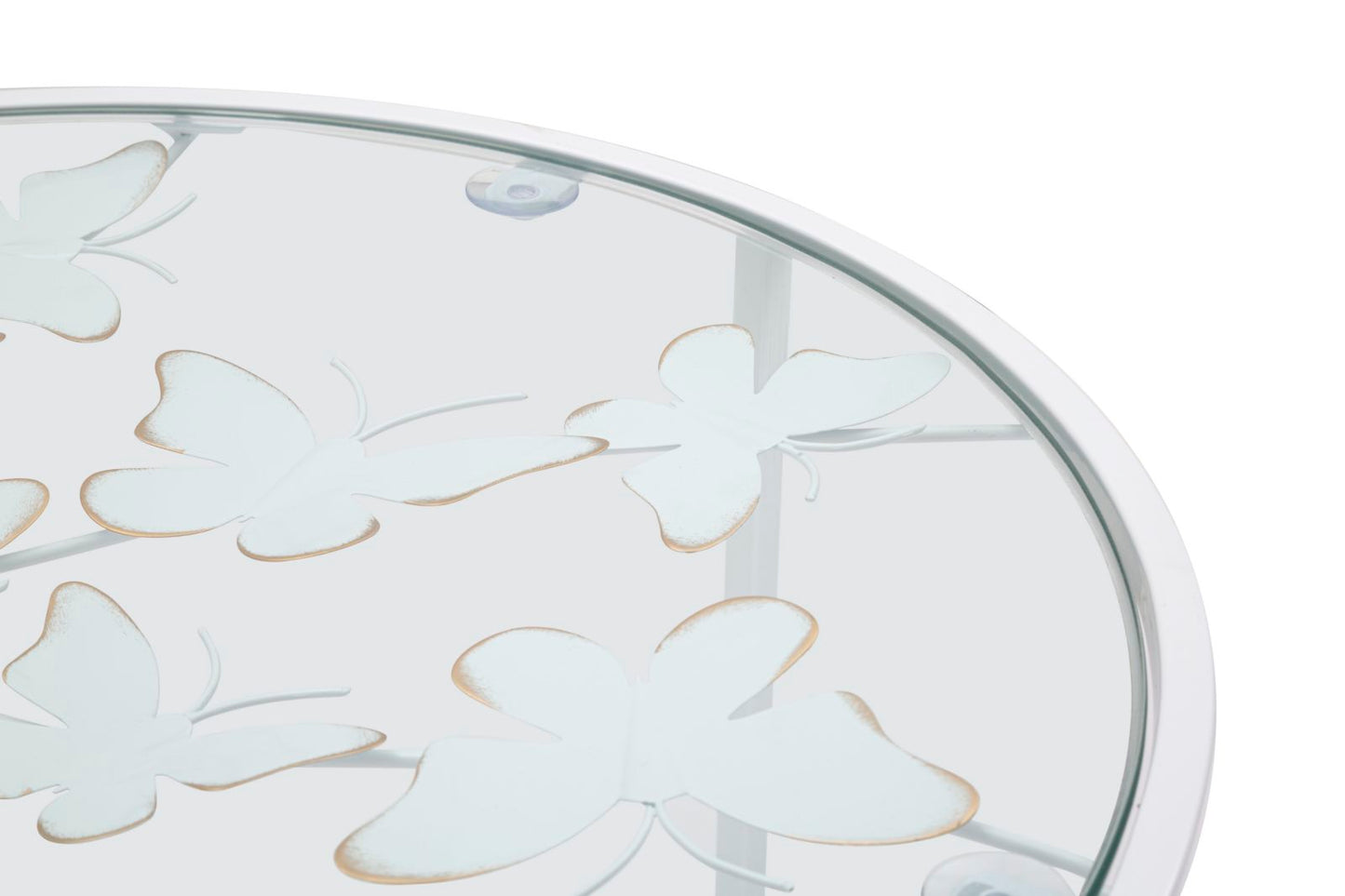 TAVOLINETTI WHITE BUTTERFLY COPPIA CM Ø 43X60H-38X55H