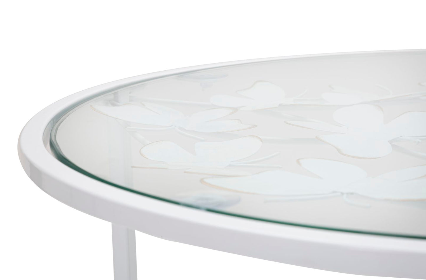 TAVOLINETTI WHITE BUTTERFLY COPPIA CM Ø 43X60H-38X55H