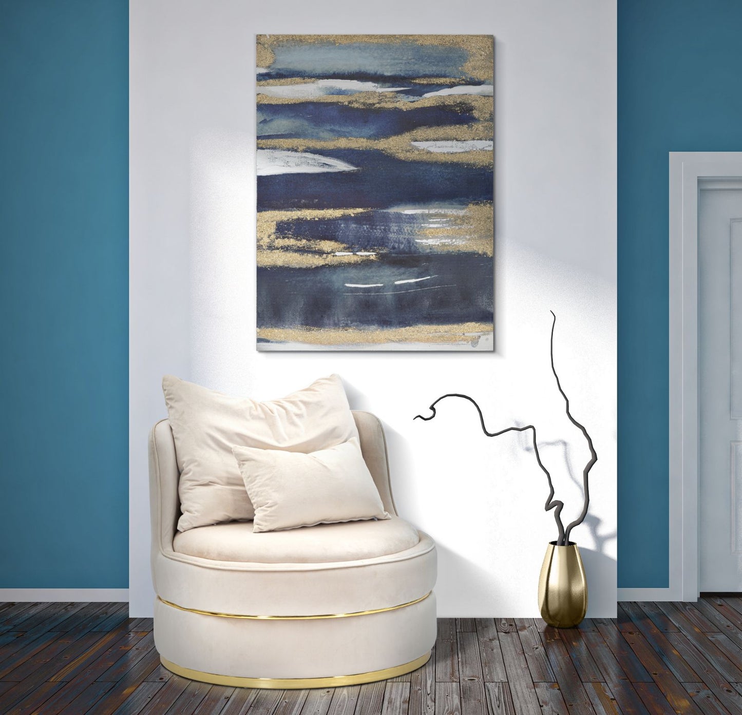 Dipinto su tela dark blue cm 60×2,7×80