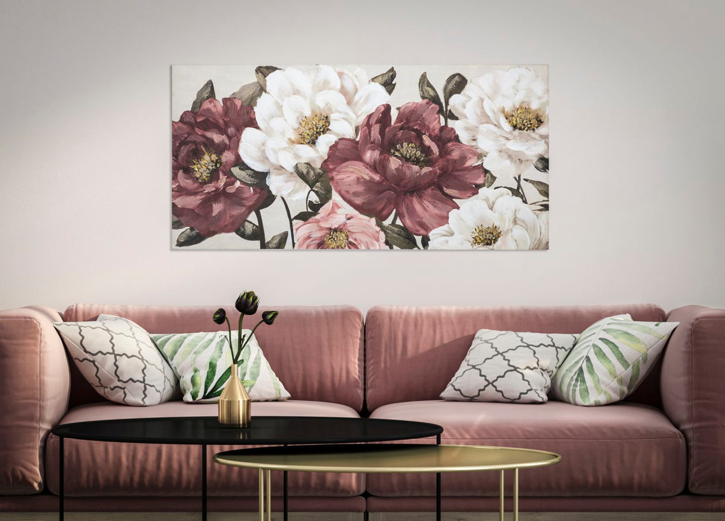 DIPINTO SU TELA RED FLOWY -A- CM 120X3,7X60