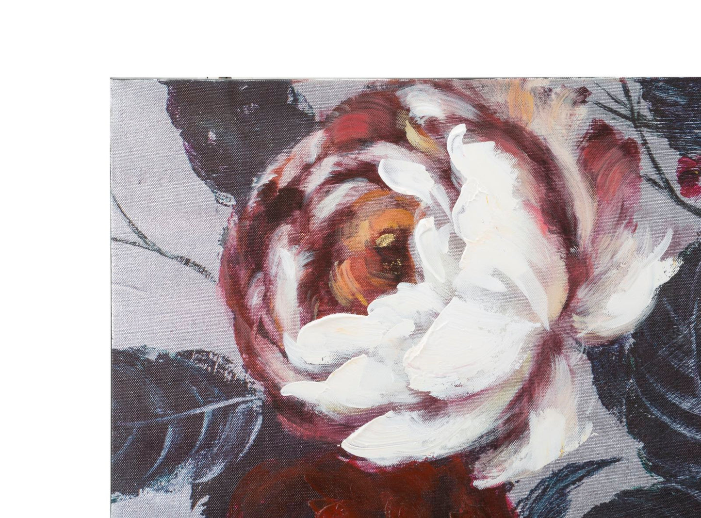 DIPINTO SU TELA WHITE/RED FLOWER DARKBACK CM 
120X3,7X60