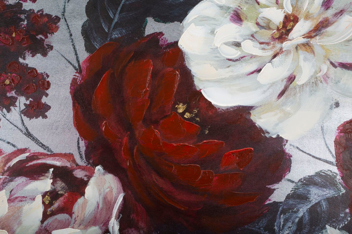 DIPINTO SU TELA WHITE/RED FLOWER DARKBACK CM 
120X3,7X60