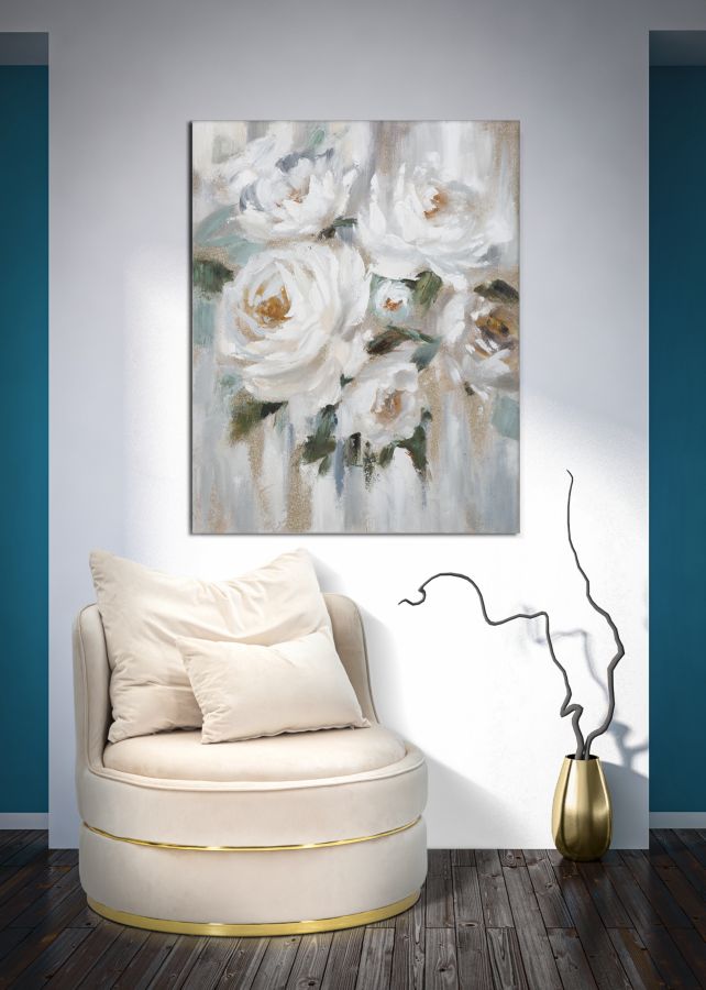 DIPINTO SU TELA CREM FLOWER CM 
80X3,7X100