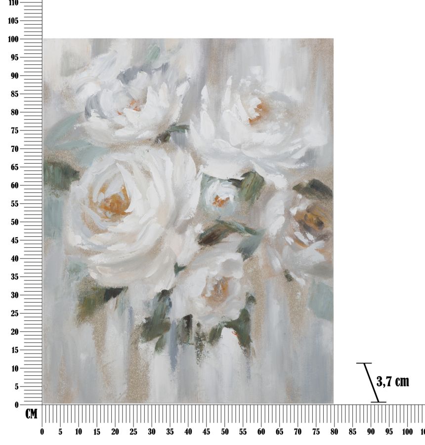 DIPINTO SU TELA CREM FLOWER CM 
80X3,7X100