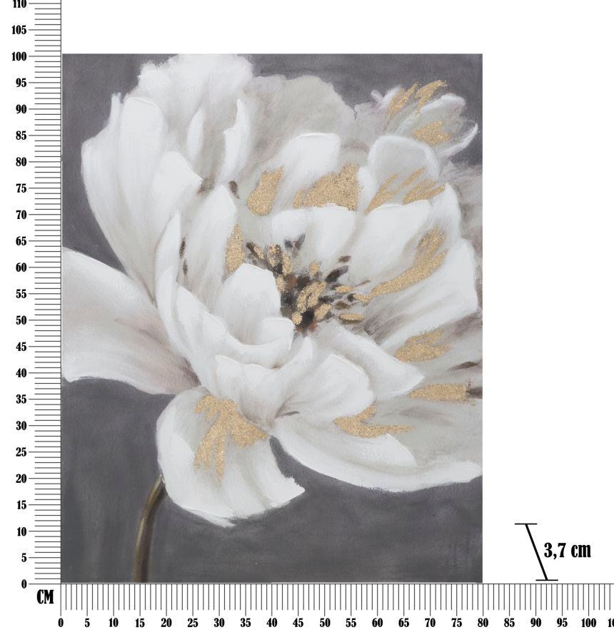 DIPINTO SU TELA WHITE/GOLD FLOWER CM 
80X3,7X100