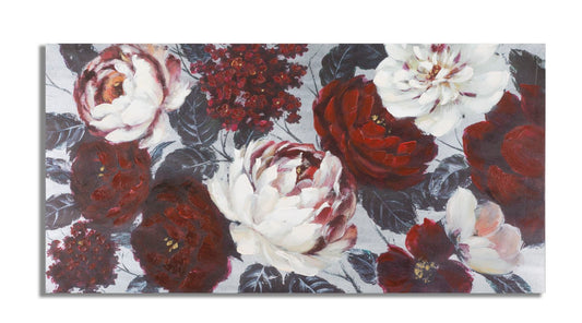 DIPINTO SU TELA WHITE/RED FLOWER DARKBACK CM 
120X3,7X60