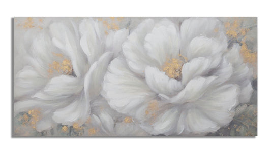 DIPINTO SU TELA WHITE/GOLD FLOWER CM 
140X3,7X70 (Copia)