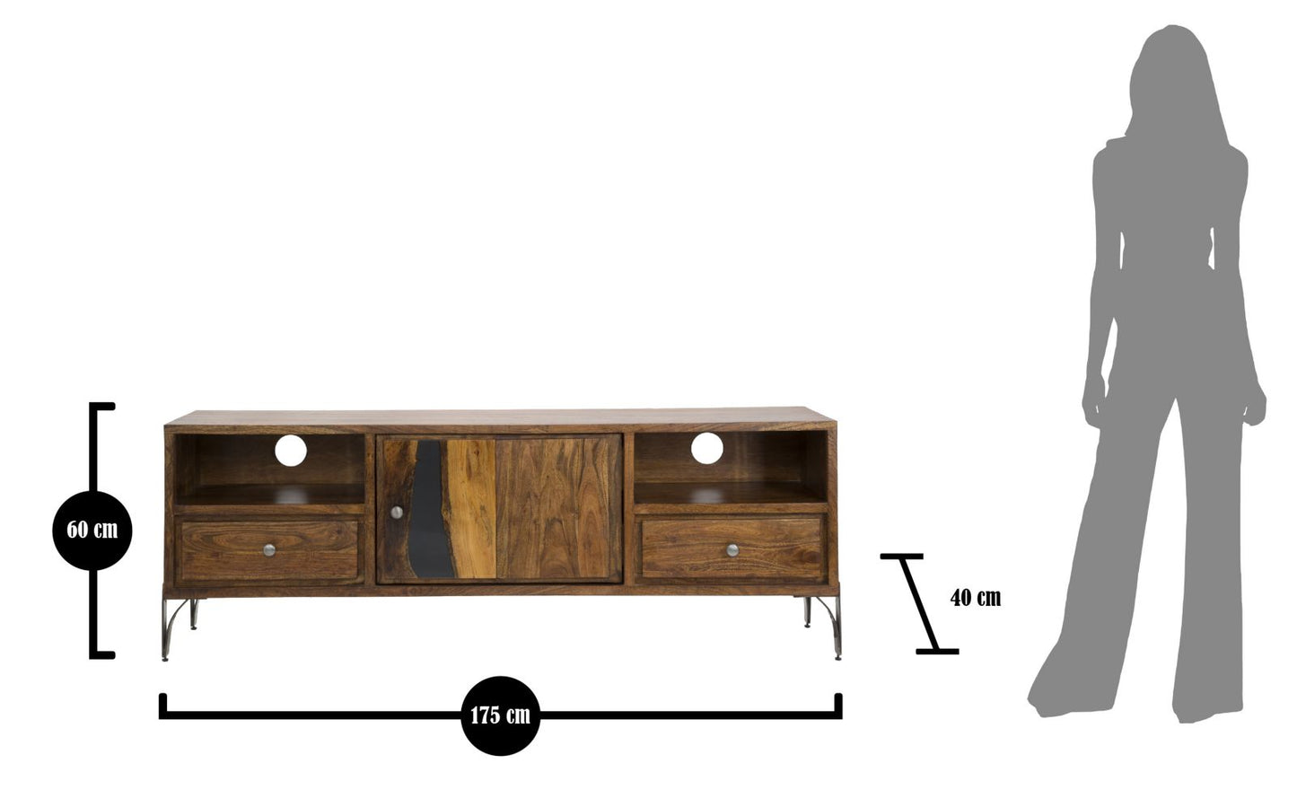P/TV MUSTANG CM 175X40X60 (LEGNO DI ACACIA NILOTICA)