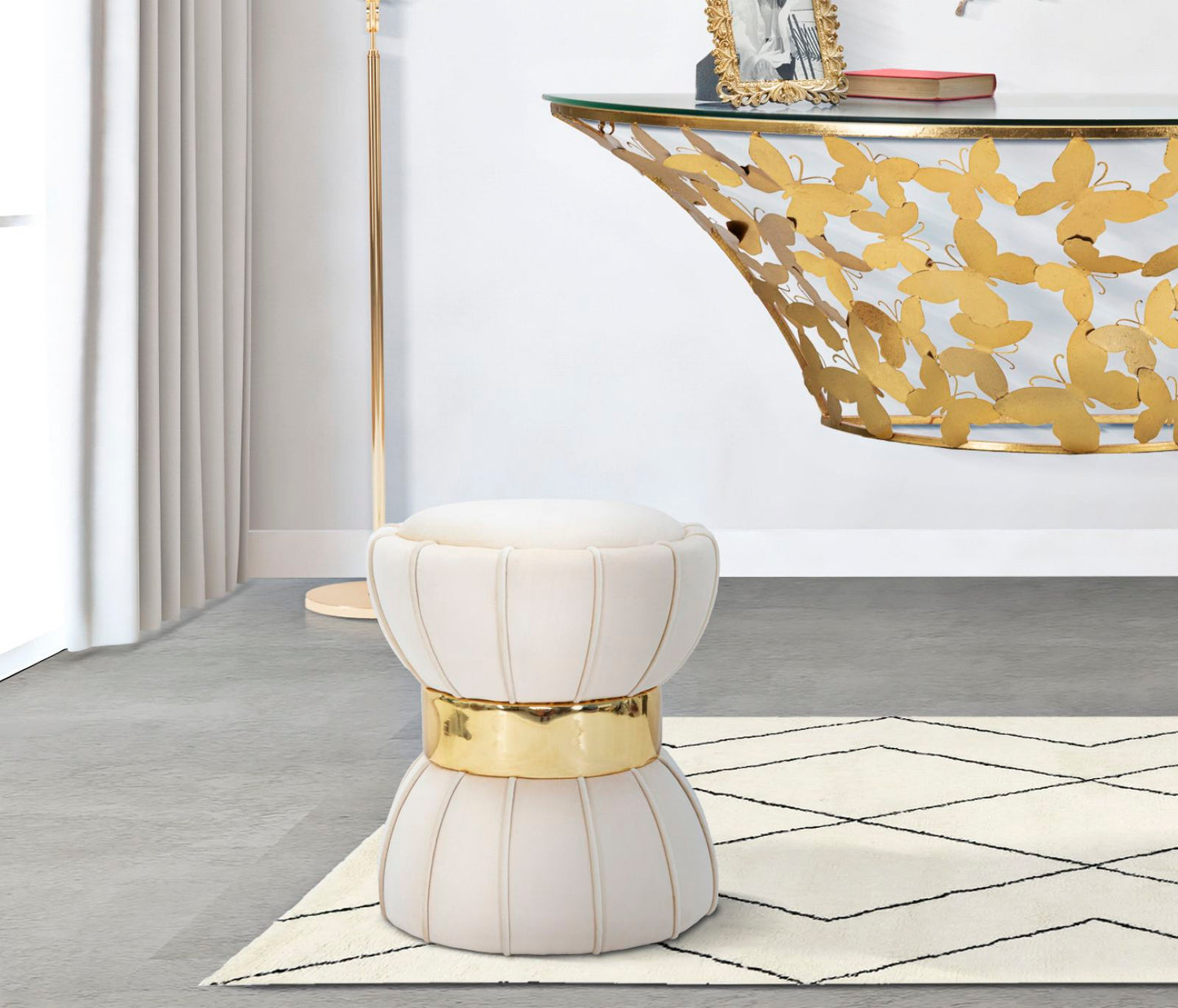 SGABELLO FLOWER CM CREMA CM Ø 40X44