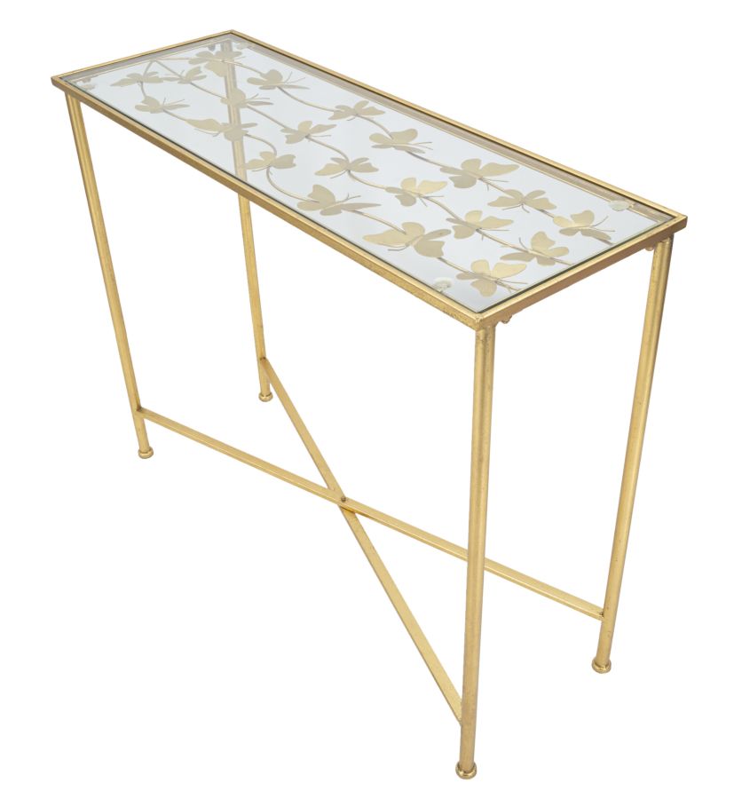 CONSOLE BUTTERFLIES GLASS 100Lx35px80H cm