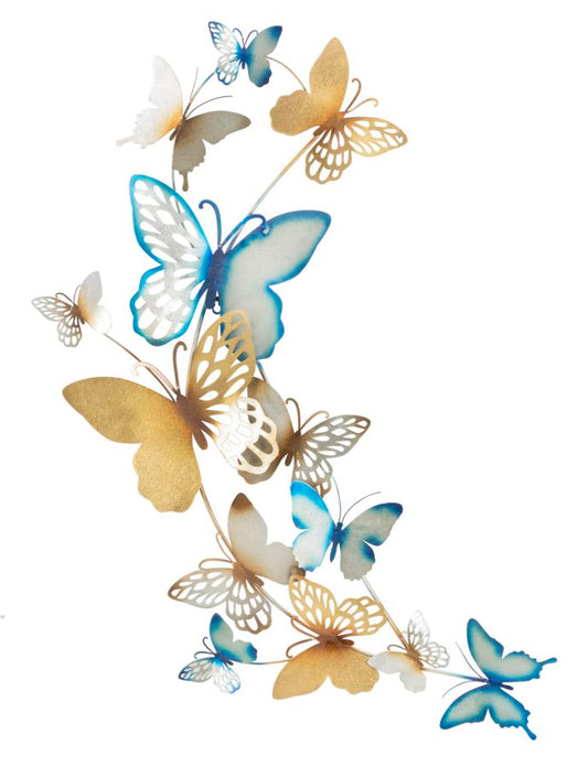 PANNELLO DA MURO BUTTERFLIES ORO/CELESTE C CM 59,5X4X111,5