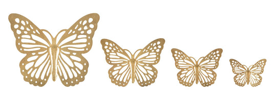 FARFALLE DA MURO SET 4 PZ CM 35X2X29-25X2X19-20,5X2X16-16X2X12