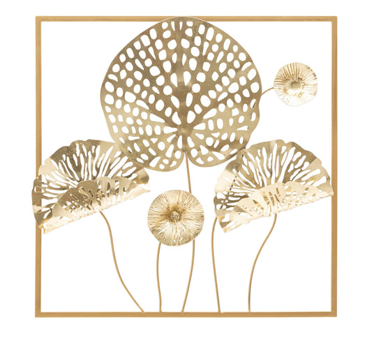 PANNELLO IN FERRO GOLD FLOWERS CM 50X5X50