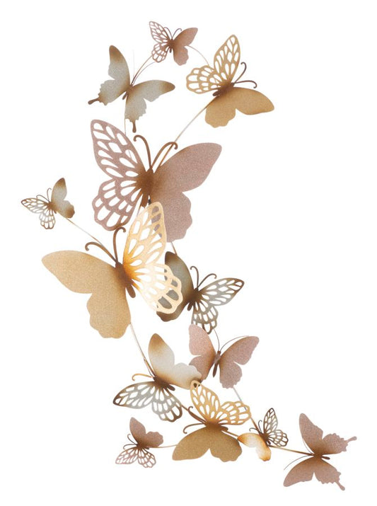 PANNELLO DA MURO BUTTERFLIES ORO/ROSA C CM 59,5X4X111,5