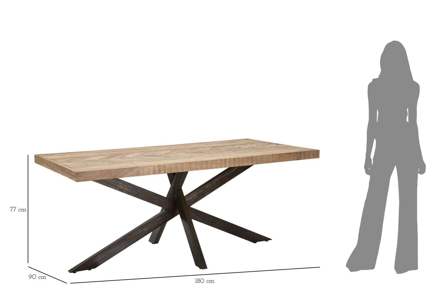 TAVOLO DA PRANZO X CM 180X90X77 (LEGNO DI ACACIA NICOLITICA)