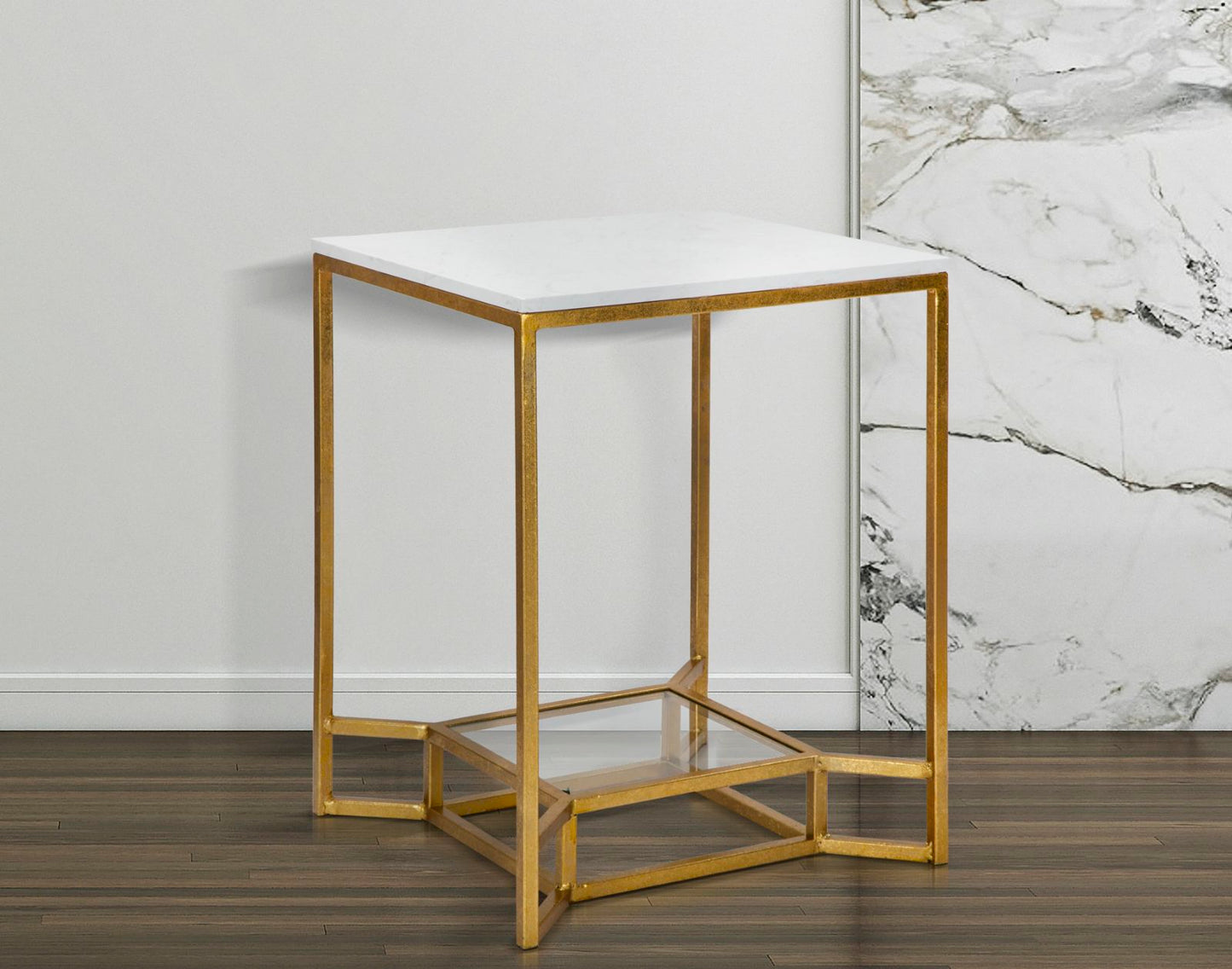 TAVOLINETTO DOUBLE MARBLE CM 47X47X60