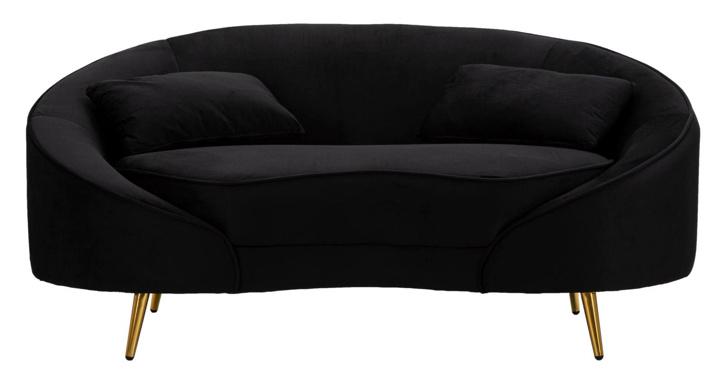 DIVANETTO 2 POSTI OSLO C/CUSCINI NERO CM 148X84X68