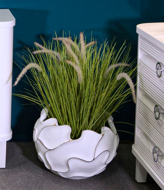 CACHEPOT RESINA LINES Ø 44X37H cm