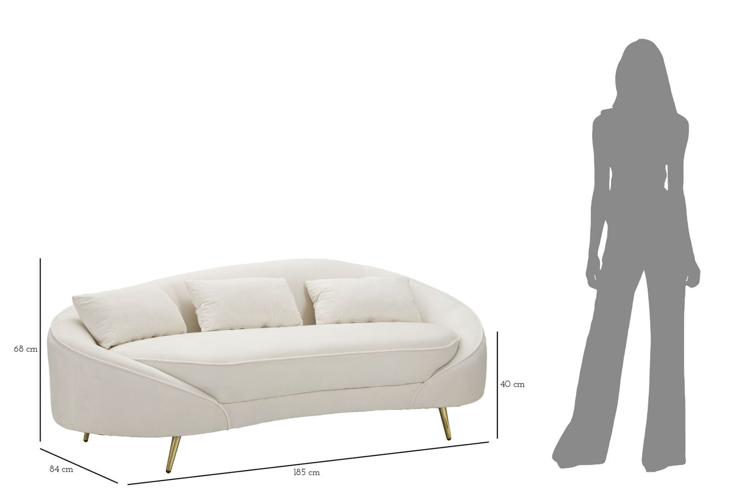 DIVANO 3 POSTI OSLO C/CUSCINI  CREMA CM 185X84X68
