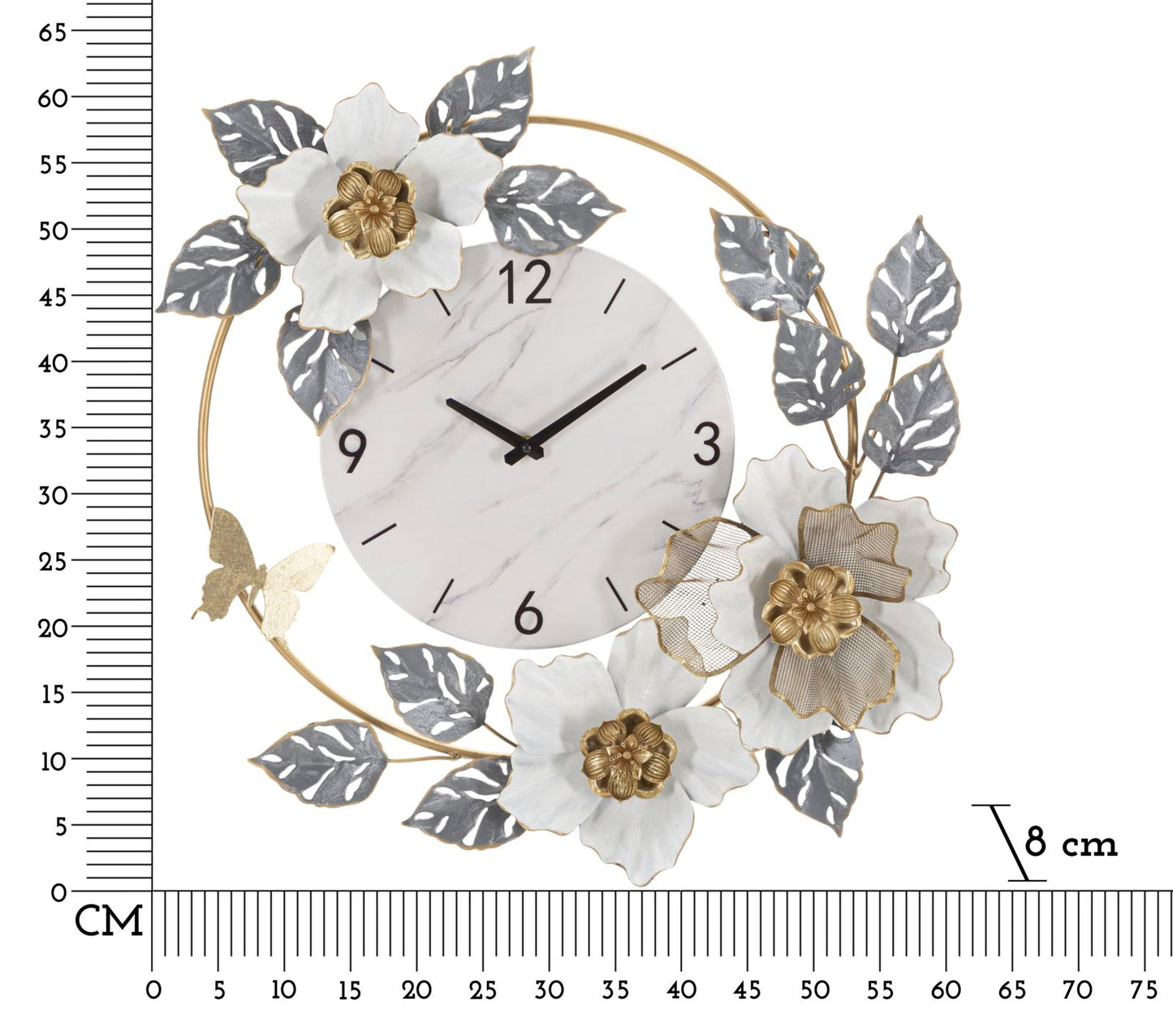 OROLOGIO DA MURO FLOWERS CM 64X8X64