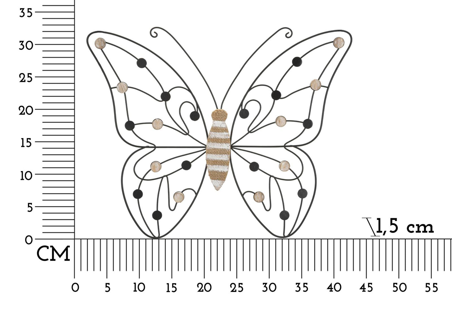 PANNELLO IN FERRO E LEGNO BUTTERFLY CM 39,5X1,5X33,5 MIN 2