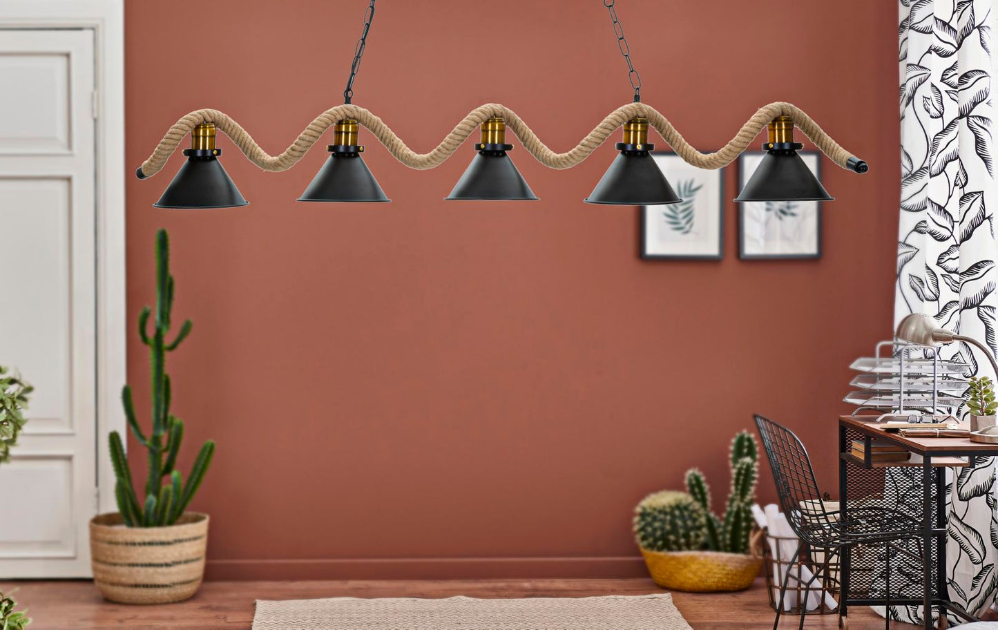 LAMPADARAIO CUP/ROPE 5 LUCI CM 130X20X80