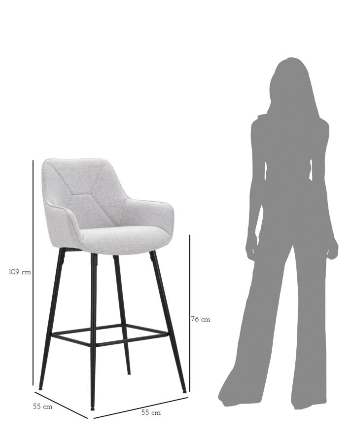 SGABELLO BAR GREY SET 2 PZ CM 55X55X109