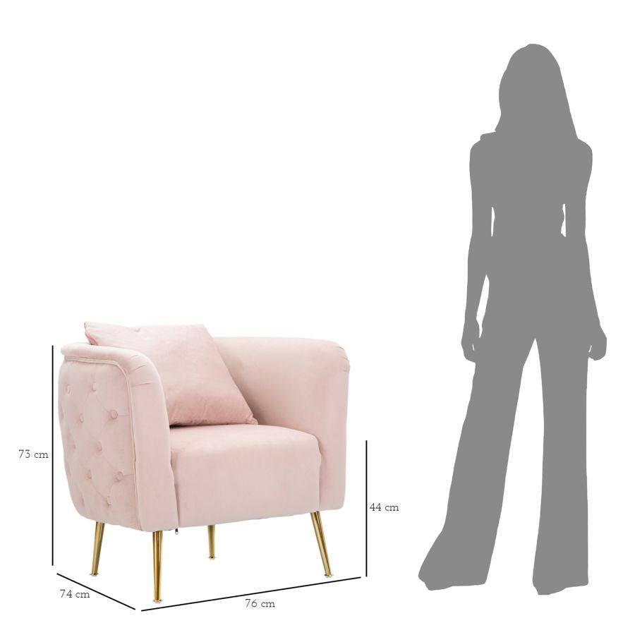POLTRONA BUCAREST ROSA CM 76X74X73