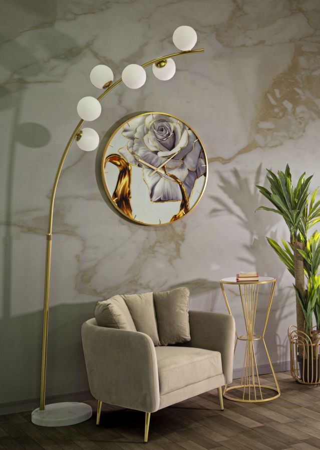 LAMPADA DA TERRA GLAMY ARC 6 LUCI CM 130X45X220-246