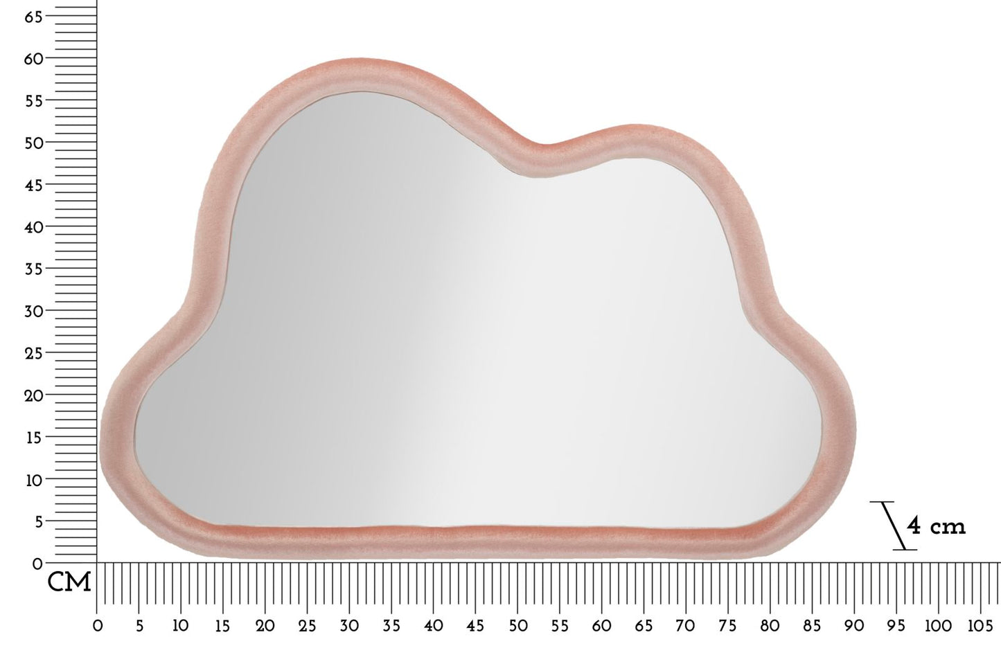 SPECCHIO DA MURO CLOUD VELLUTO ROSA CM 90X4X60