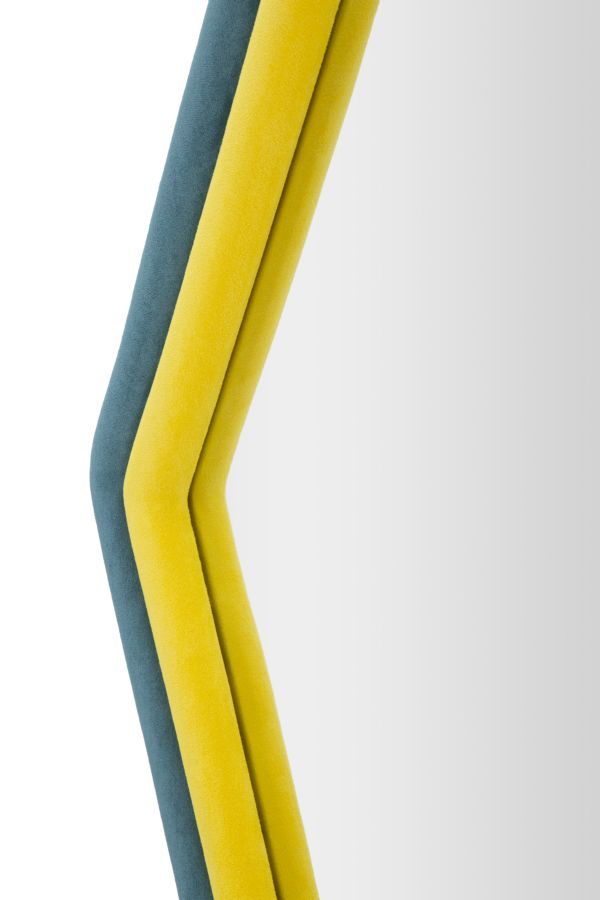 SPECCHIO DA MURO TONY VELLUTO BLU/GIALLO CM 75X4X80