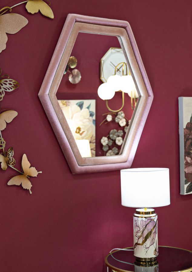 SPECCHIO DA MURO TONY VELLUTO ROSA/MIX CM 75X4X80