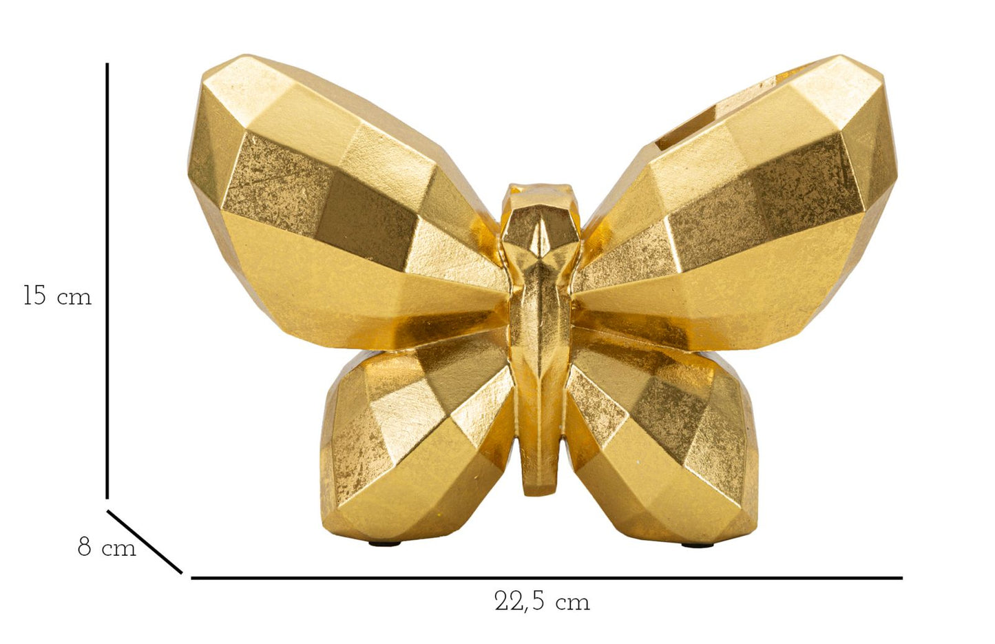 VASO BUTTERFLY GOLD CM 22,5X8X15