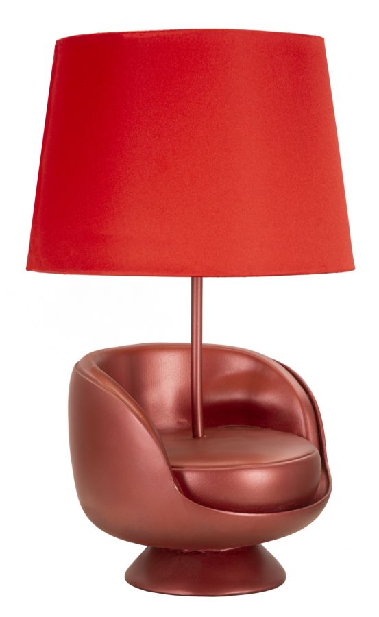 LAMPADA DA COMODINO MIDCENTURY ROSSA CM Ø 26X43