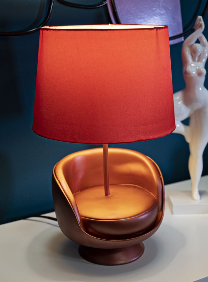 LAMPADA DA COMODINO MIDCENTURY ROSSA CM Ø 26X43