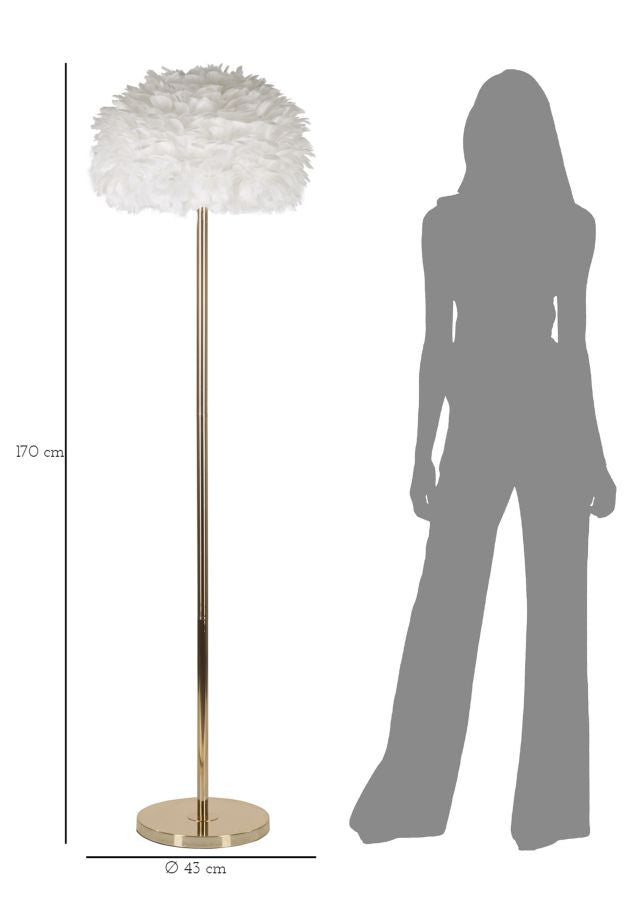 LAMPADA DA TERRA FEATHERS SLIM BIANCA CM Ø 43X170