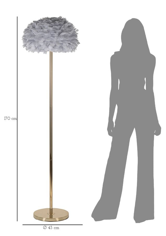 LAMPADA DA TERRA FEATHERS SLIM GRIGIA CM Ø 43X170