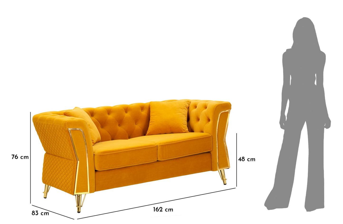 DIVANO EMY SENAPE C/CUSCINI CM 162X83X76