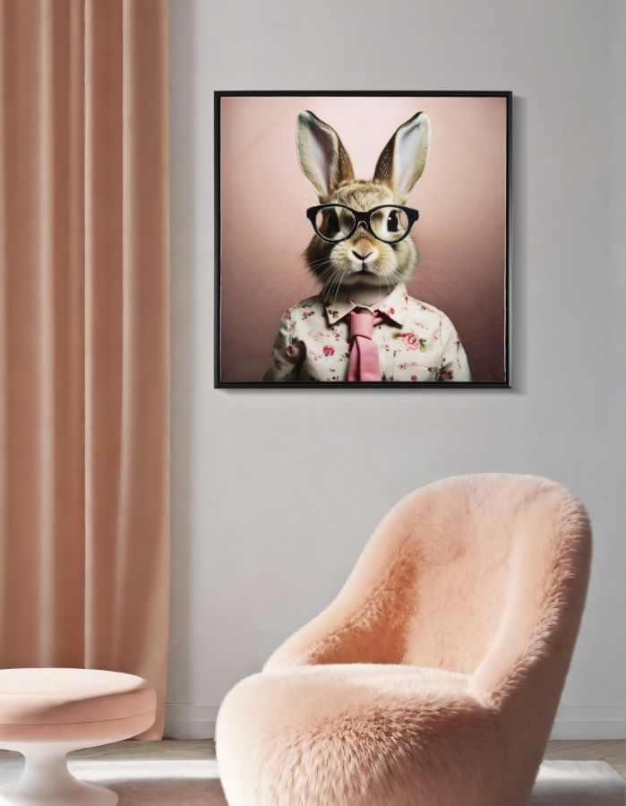 DIPINTO SU TELA LACCATO BUNNY C/CORNICE CM 62,5X2,8X62,5