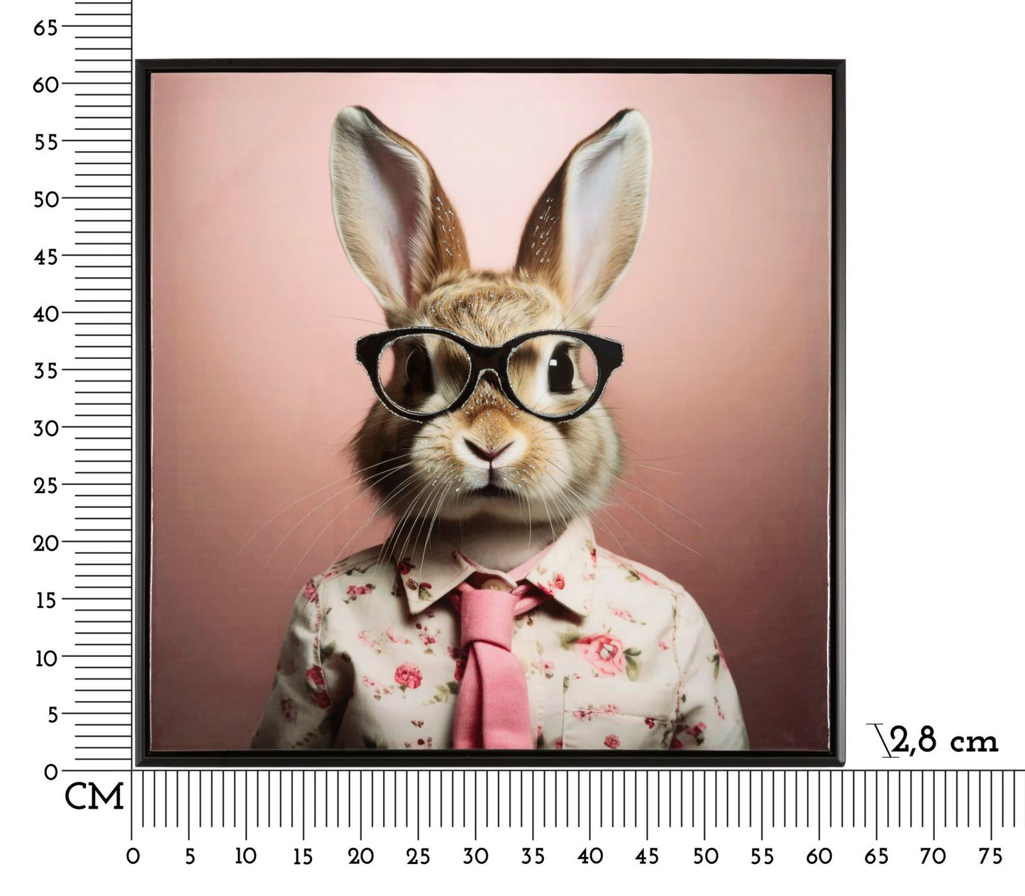 DIPINTO SU TELA LACCATO BUNNY C/CORNICE CM 62,5X2,8X62,5