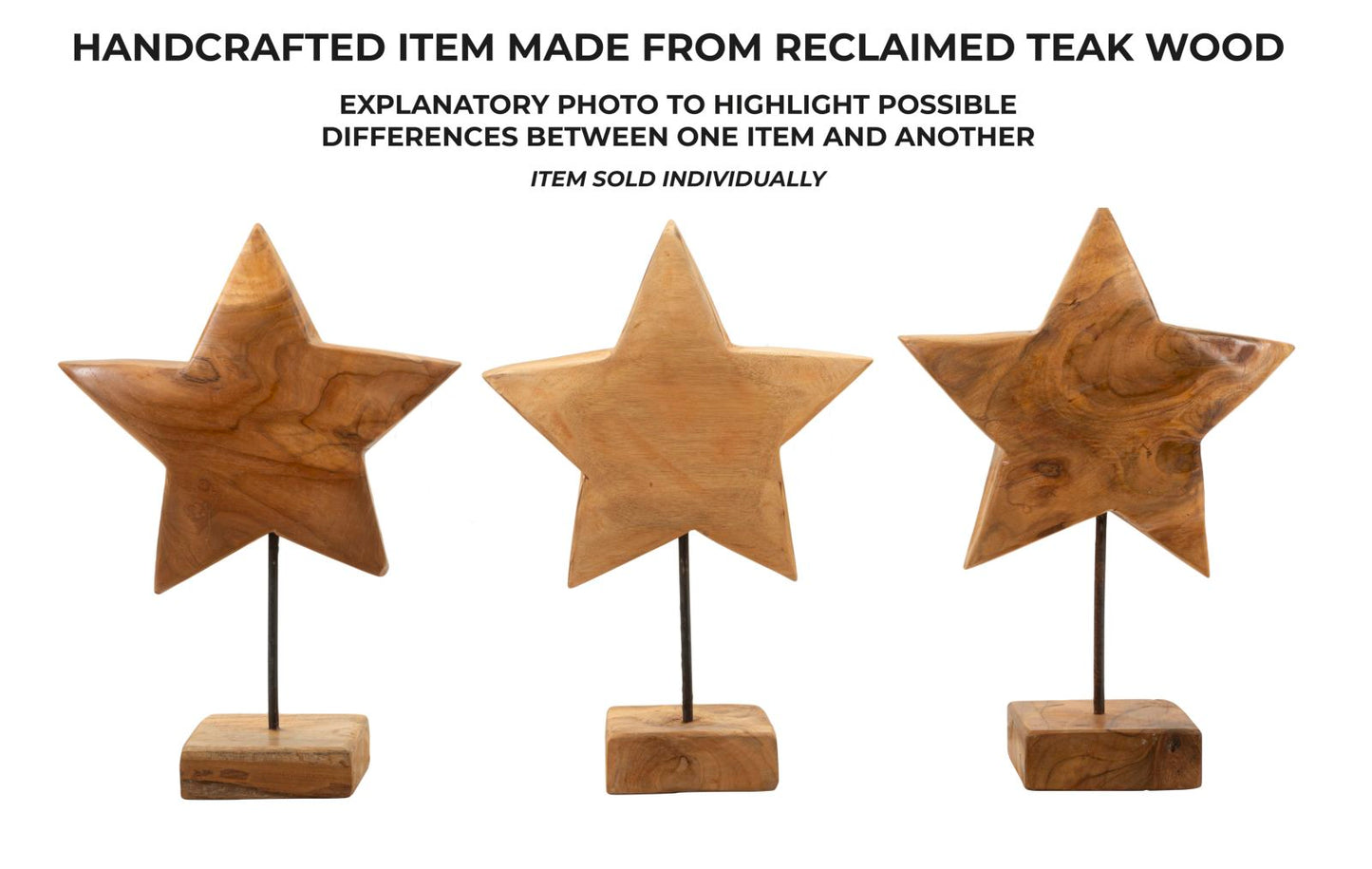 SCULTURA STELLA IN TEAK RICICLATO CM 28X12X42 (PEZZI UNICI - NON RIP. IN SERIE)