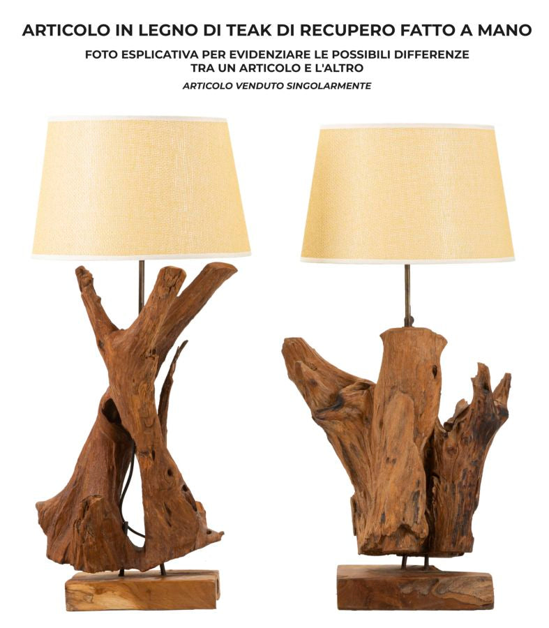 LAMPADA DA TAVOLO IN TEAK RICICLATO CM 35X80 (PEZZI UNICI - NON RIP. IN SERIE)