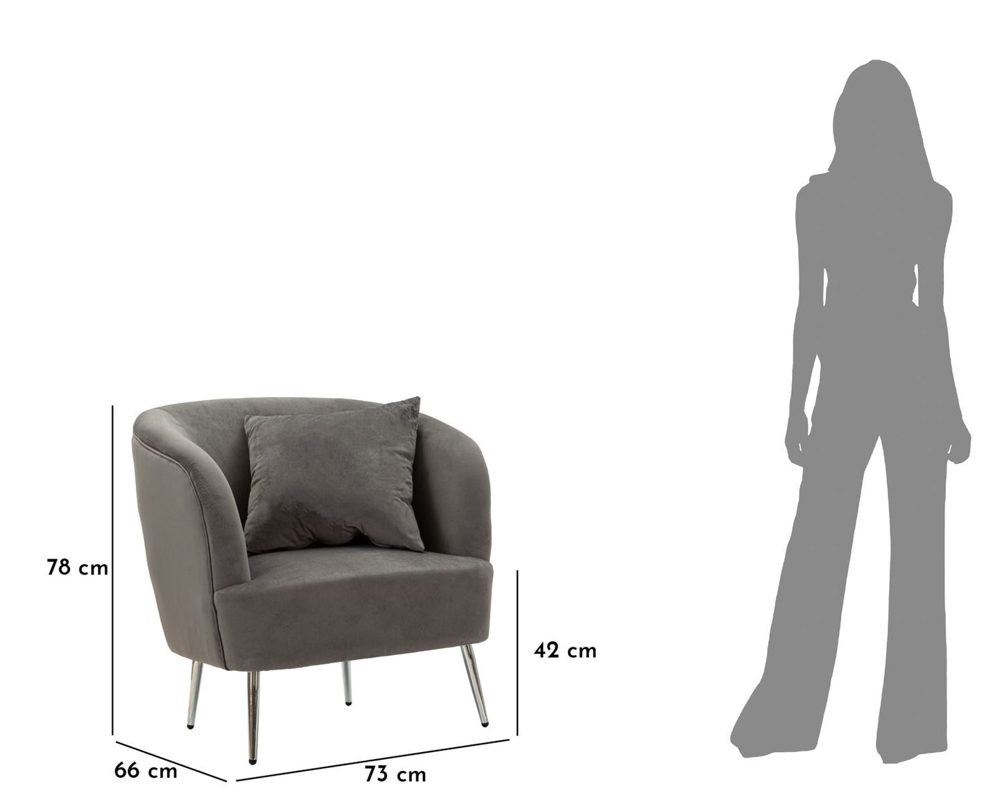POLTRONA SILVERY C/CUSCINO CM 73X66X78
