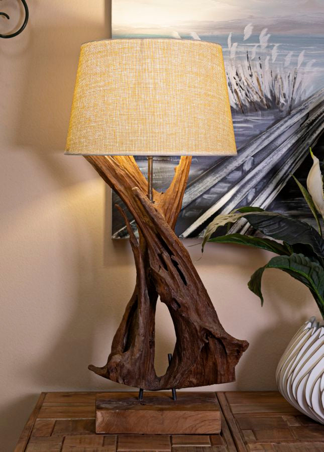 LAMPADA DA TAVOLO IN TEAK RICICLATO CM 35X80 (PEZZI UNICI - NON RIP. IN SERIE)