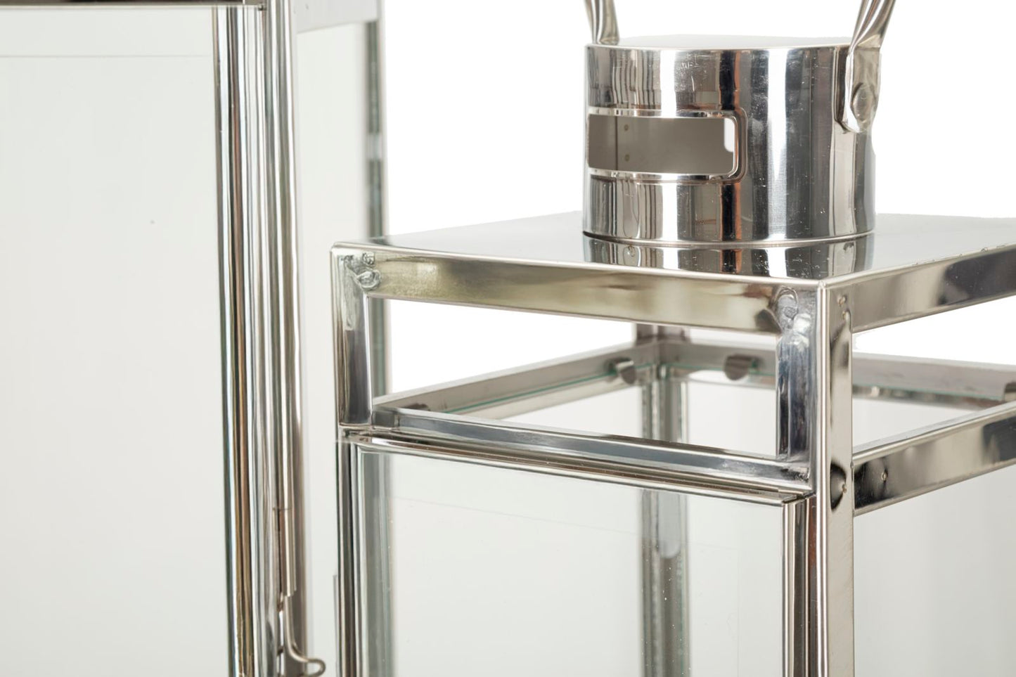 LANTERNE SILVER SET 3 PZ CM 22X22,5X70,5-18X18,5X50-14X14,5X38