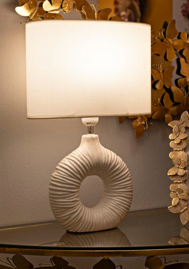 LAMPADA DA TAVOLO SETA BIANCA CM 28,5X15X43