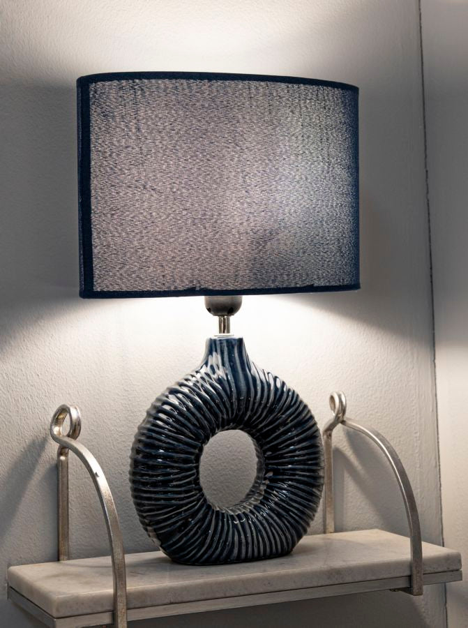 LAMPADA DA TAVOLO SETA BLU CM 28,5X15X43