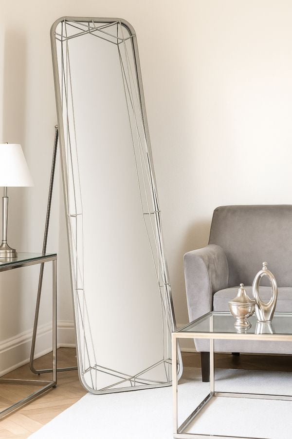 SPECCHIO DA TERRA SILVER CM 46X2-57X153 (MISURA SPECCHIO CM 43X150)