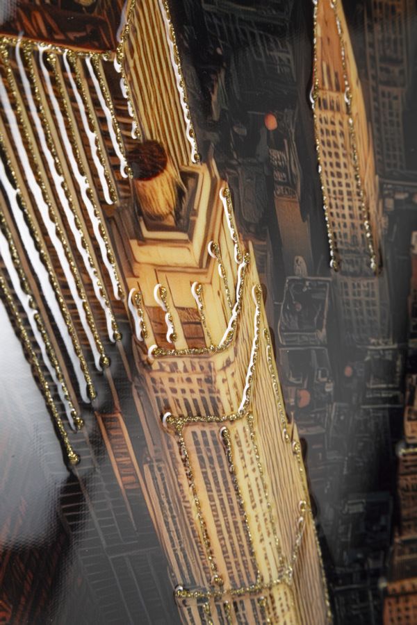 STAMPA SU TELA LACCATA NEW YORK C/CORNICE -A- CM 72X4X102
