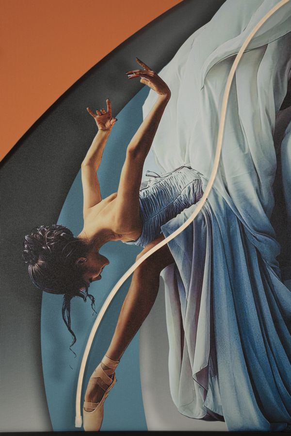 STAMPA C/LED SU TELA DANCER CM 60X3,5X90 (APPLICAZIONE 3D ACRILICO)